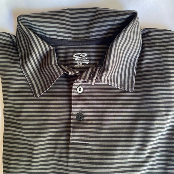Champion Mens Black & Grey Striped Collar Short Sleeve Polo Shirt in an XL - Picture 6 of 7